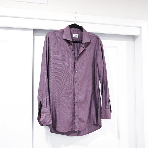 Stenströms Men's Twofold Super Cotton Purple Long Sleeve Button Down Size 41 - Picture 2 of 10